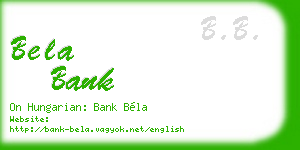 bela bank business card